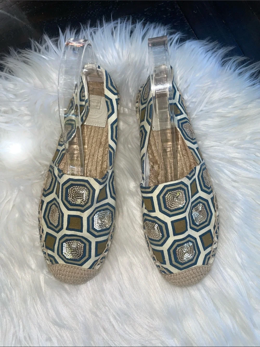 Tory Burch Cecily Sequin Embellished Canvas Espadrilles